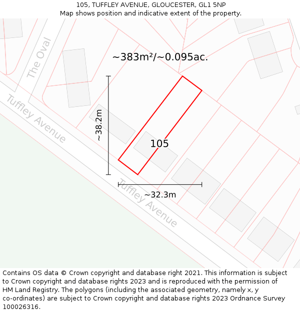105, TUFFLEY AVENUE, GLOUCESTER, GL1 5NP: Plot and title map