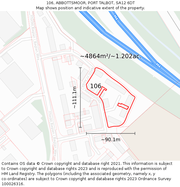 106, ABBOTTSMOOR, PORT TALBOT, SA12 6DT: Plot and title map