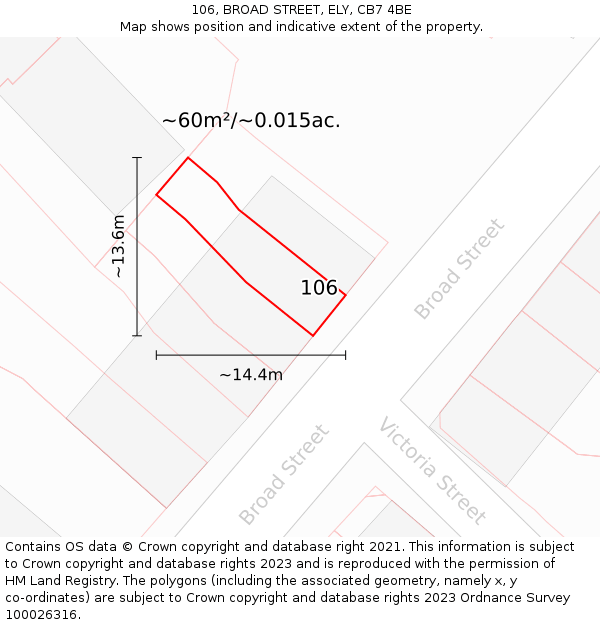 106, BROAD STREET, ELY, CB7 4BE: Plot and title map