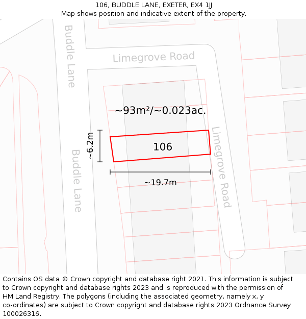 106, BUDDLE LANE, EXETER, EX4 1JJ: Plot and title map