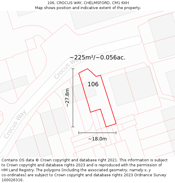 106, CROCUS WAY, CHELMSFORD, CM1 6XH: Plot and title map