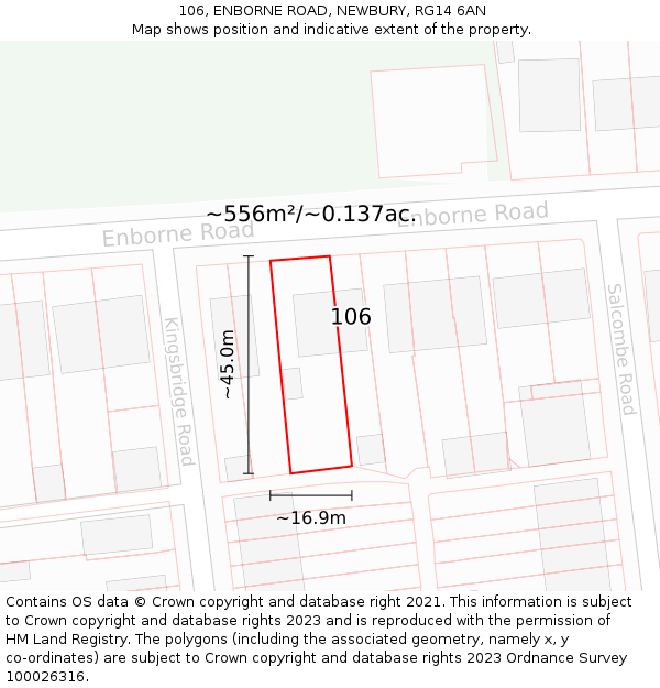 106, ENBORNE ROAD, NEWBURY, RG14 6AN: Plot and title map