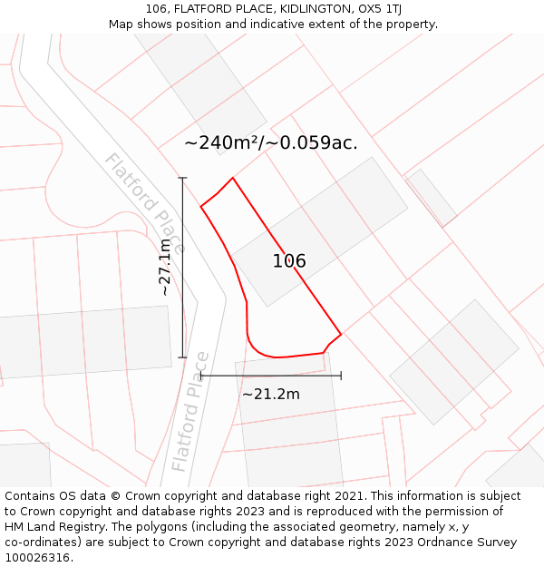 106, FLATFORD PLACE, KIDLINGTON, OX5 1TJ: Plot and title map
