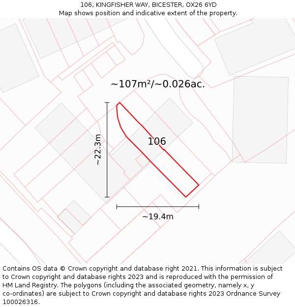 106, KINGFISHER WAY, BICESTER, OX26 6YD: Plot and title map