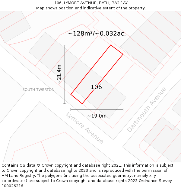 106, LYMORE AVENUE, BATH, BA2 1AY: Plot and title map