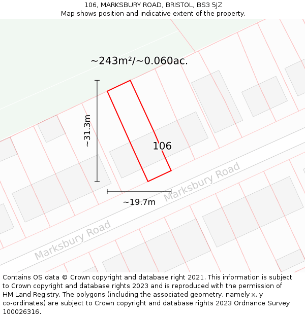 106, MARKSBURY ROAD, BRISTOL, BS3 5JZ: Plot and title map