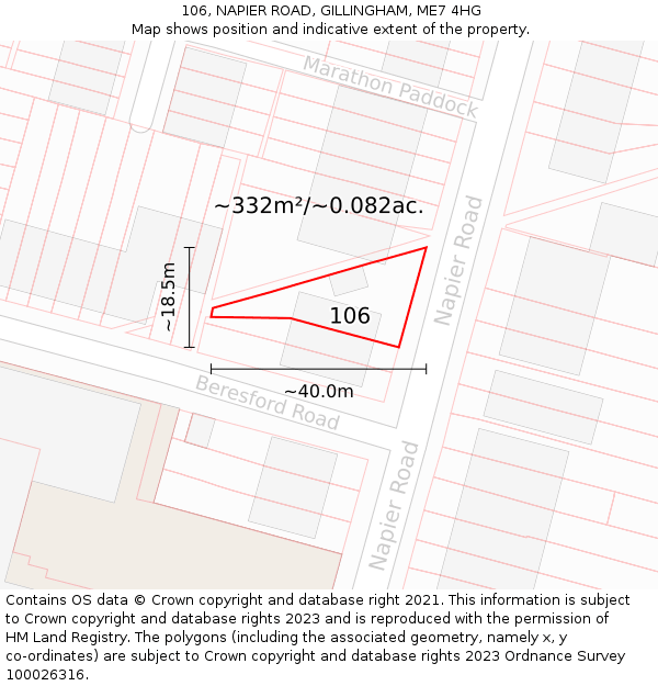 106, NAPIER ROAD, GILLINGHAM, ME7 4HG: Plot and title map