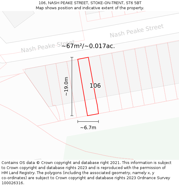 106, NASH PEAKE STREET, STOKE-ON-TRENT, ST6 5BT: Plot and title map