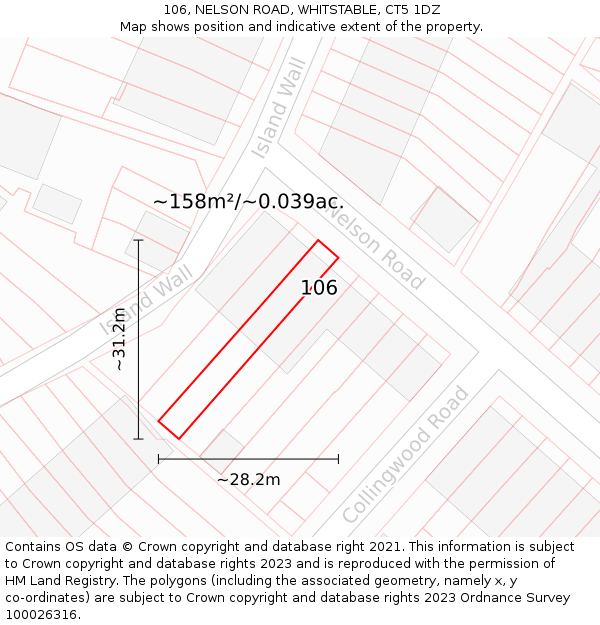 106, NELSON ROAD, WHITSTABLE, CT5 1DZ: Plot and title map