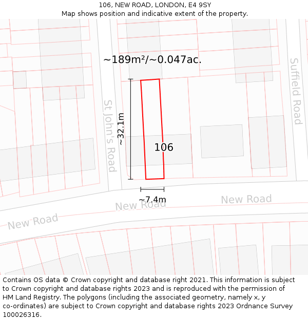106, NEW ROAD, LONDON, E4 9SY: Plot and title map