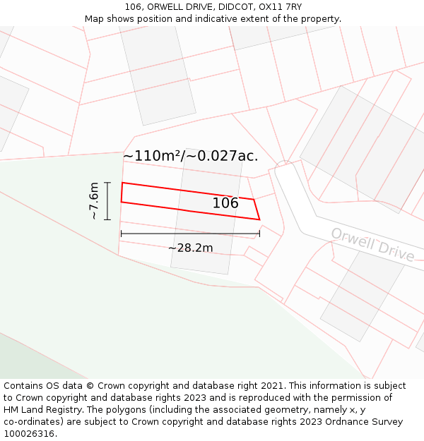 106, ORWELL DRIVE, DIDCOT, OX11 7RY: Plot and title map