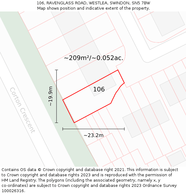 106, RAVENGLASS ROAD, WESTLEA, SWINDON, SN5 7BW: Plot and title map