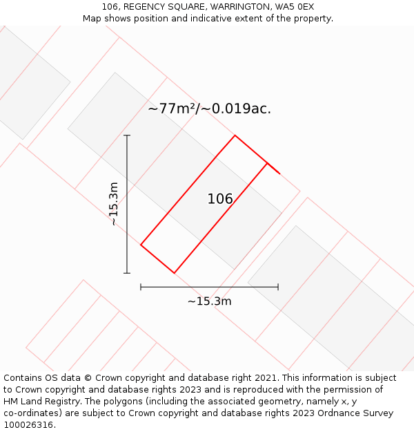 106, REGENCY SQUARE, WARRINGTON, WA5 0EX: Plot and title map