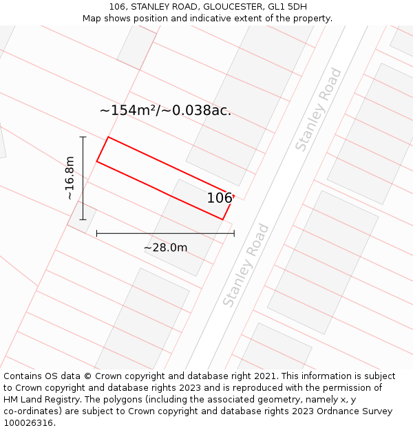 106, STANLEY ROAD, GLOUCESTER, GL1 5DH: Plot and title map