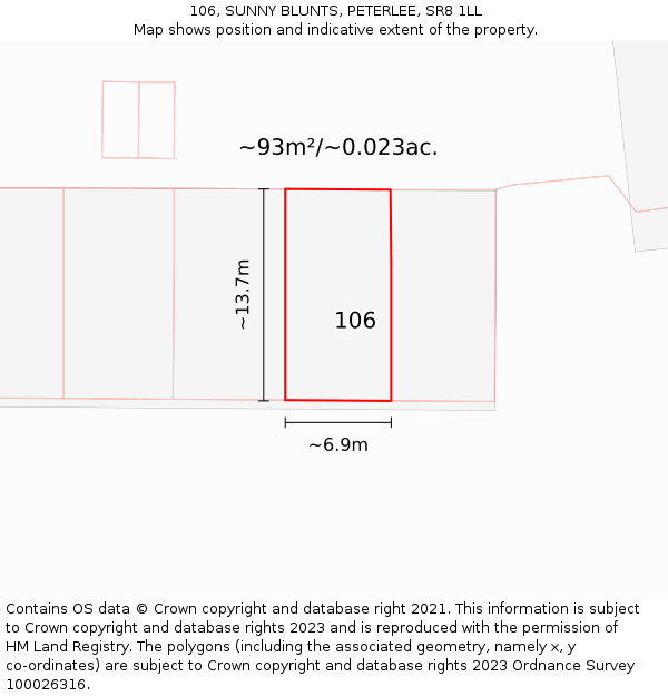 106, SUNNY BLUNTS, PETERLEE, SR8 1LL: Plot and title map