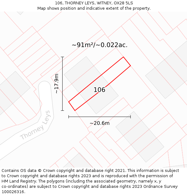 106, THORNEY LEYS, WITNEY, OX28 5LS: Plot and title map
