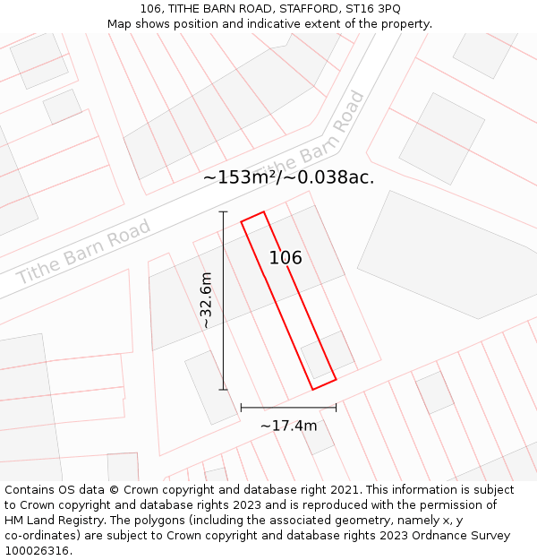 106, TITHE BARN ROAD, STAFFORD, ST16 3PQ: Plot and title map