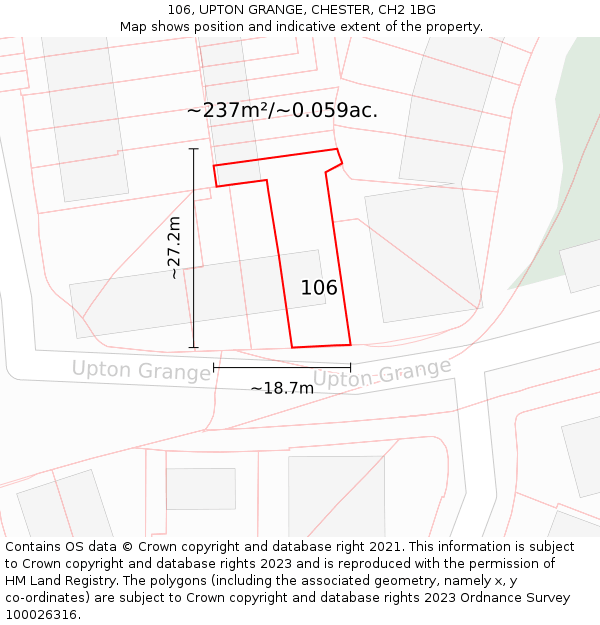 106, UPTON GRANGE, CHESTER, CH2 1BG: Plot and title map