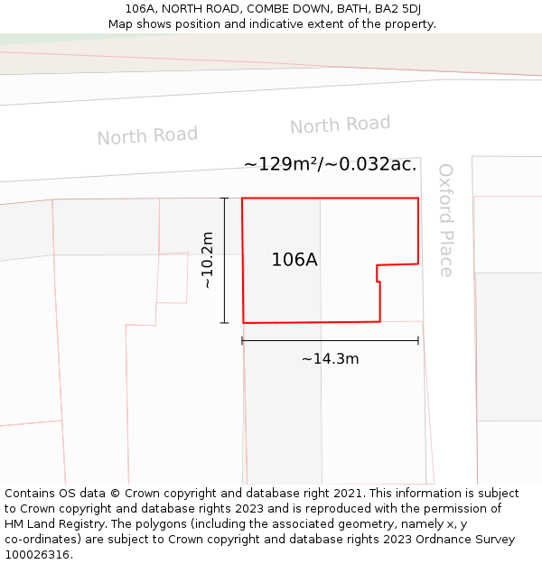 106A, NORTH ROAD, COMBE DOWN, BATH, BA2 5DJ: Plot and title map