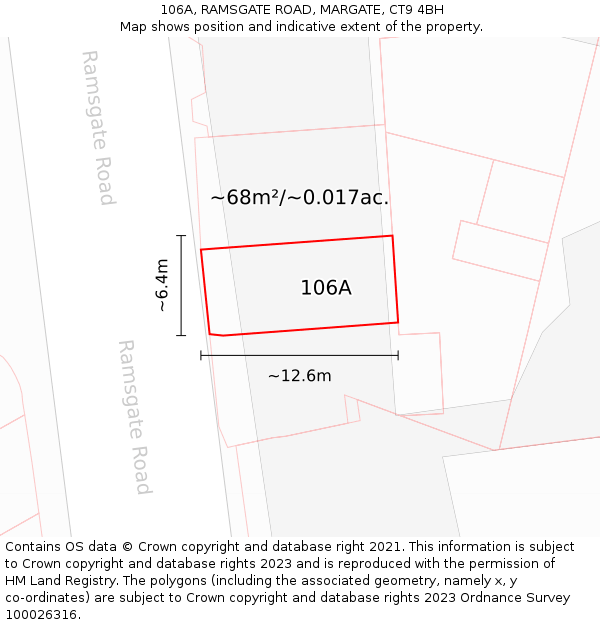 106A, RAMSGATE ROAD, MARGATE, CT9 4BH: Plot and title map