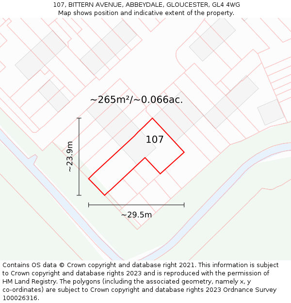 107, BITTERN AVENUE, ABBEYDALE, GLOUCESTER, GL4 4WG: Plot and title map