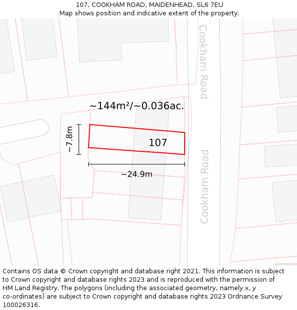 107, COOKHAM ROAD, MAIDENHEAD, SL6 7EU: Plot and title map