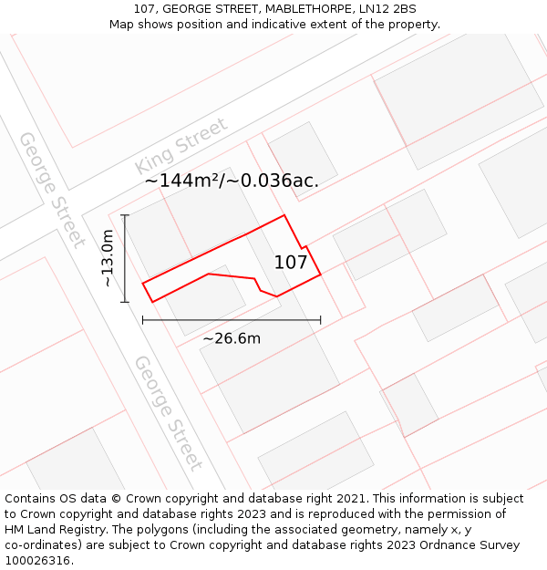 107, GEORGE STREET, MABLETHORPE, LN12 2BS: Plot and title map