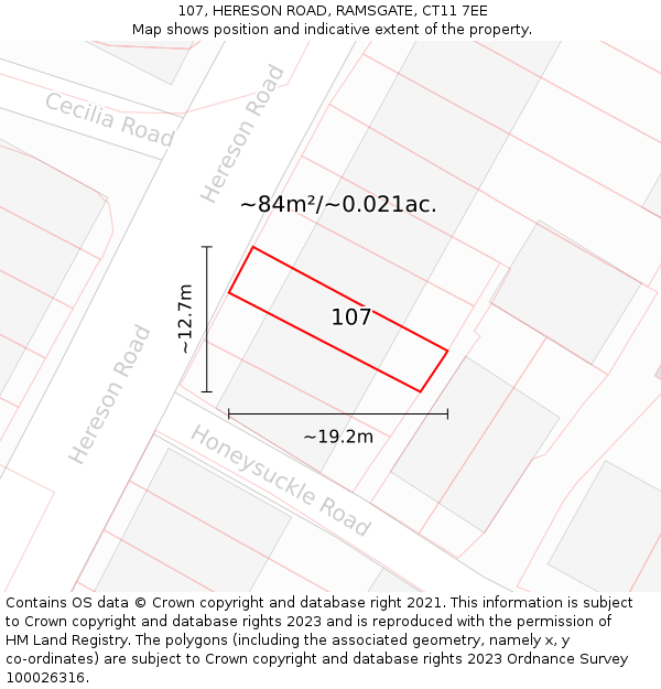 107, HERESON ROAD, RAMSGATE, CT11 7EE: Plot and title map