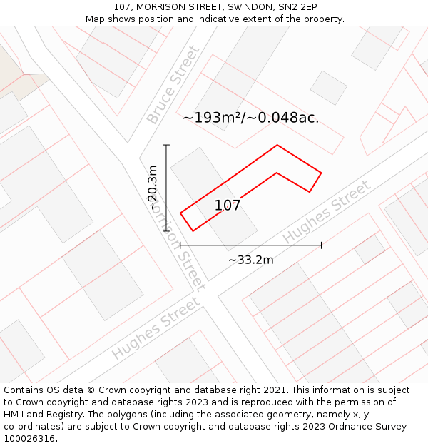 107, MORRISON STREET, SWINDON, SN2 2EP: Plot and title map