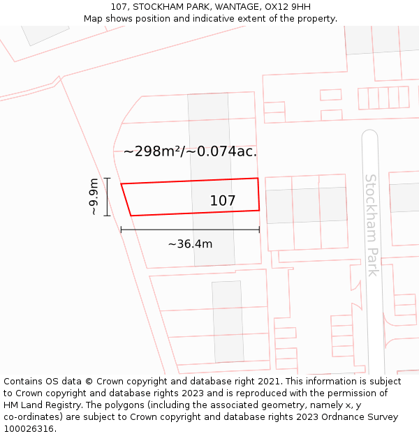 107, STOCKHAM PARK, WANTAGE, OX12 9HH: Plot and title map