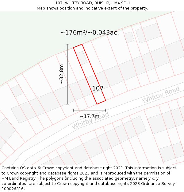 107, WHITBY ROAD, RUISLIP, HA4 9DU: Plot and title map