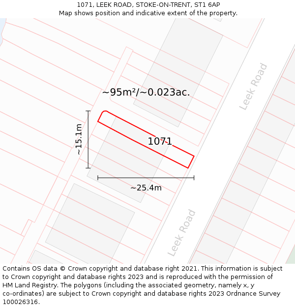 1071, LEEK ROAD, STOKE-ON-TRENT, ST1 6AP: Plot and title map
