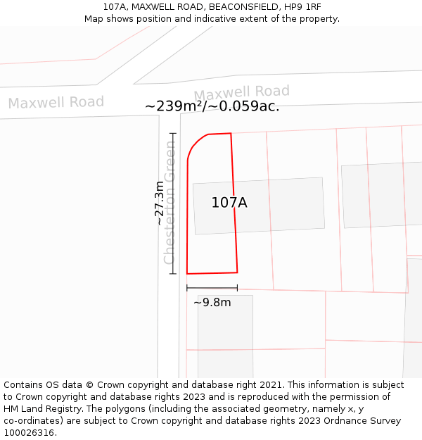 107A, MAXWELL ROAD, BEACONSFIELD, HP9 1RF: Plot and title map