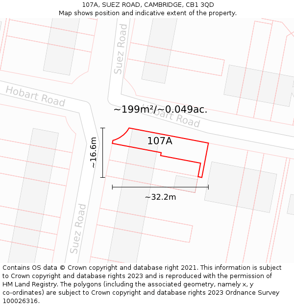 107A, SUEZ ROAD, CAMBRIDGE, CB1 3QD: Plot and title map