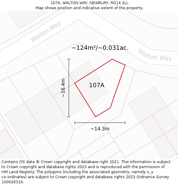 107A, WALTON WAY, NEWBURY, RG14 2LL: Plot and title map