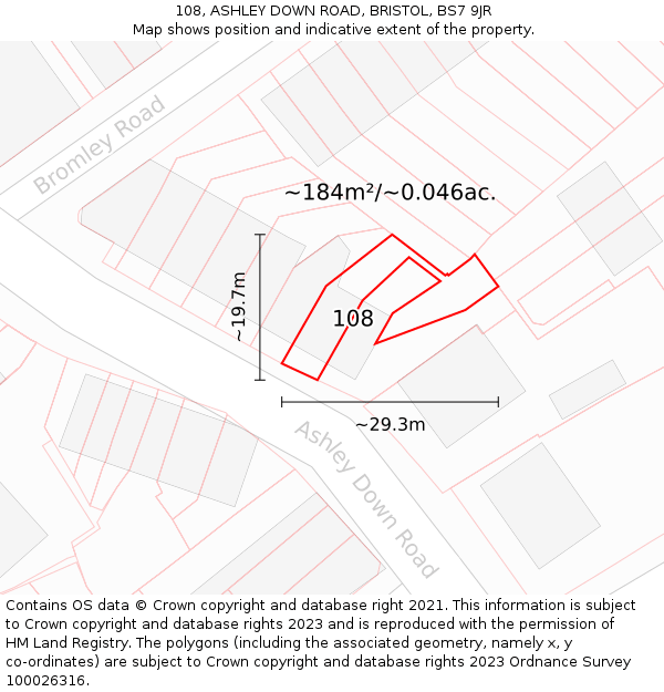 108, ASHLEY DOWN ROAD, BRISTOL, BS7 9JR: Plot and title map