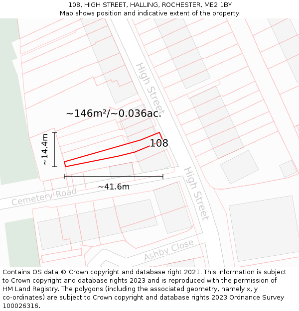 108, HIGH STREET, HALLING, ROCHESTER, ME2 1BY: Plot and title map