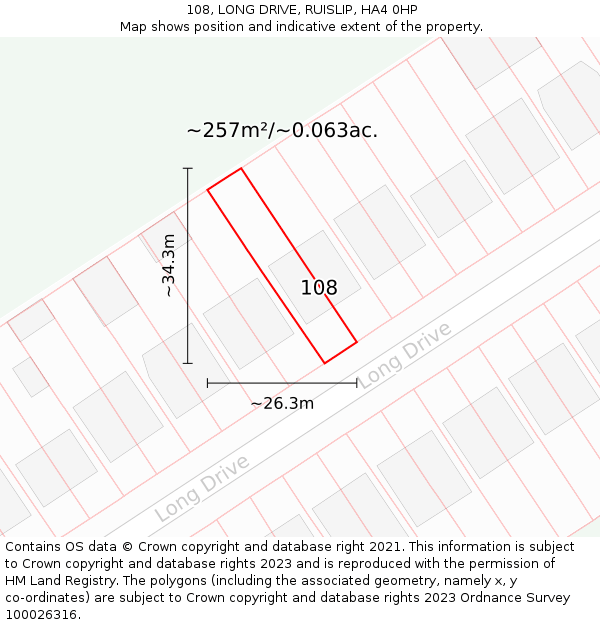 108, LONG DRIVE, RUISLIP, HA4 0HP: Plot and title map