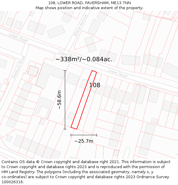 108, LOWER ROAD, FAVERSHAM, ME13 7NN: Plot and title map
