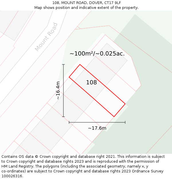 108, MOUNT ROAD, DOVER, CT17 9LF: Plot and title map
