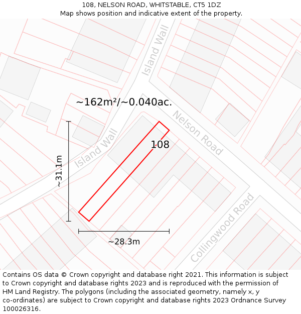 108, NELSON ROAD, WHITSTABLE, CT5 1DZ: Plot and title map