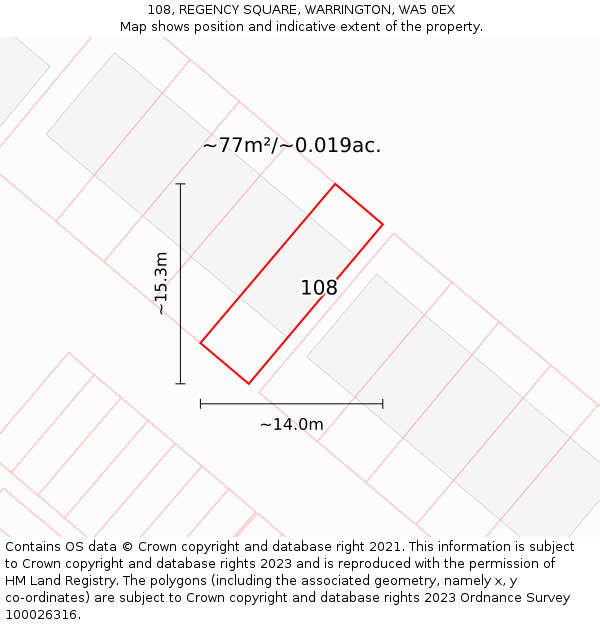 108, REGENCY SQUARE, WARRINGTON, WA5 0EX: Plot and title map