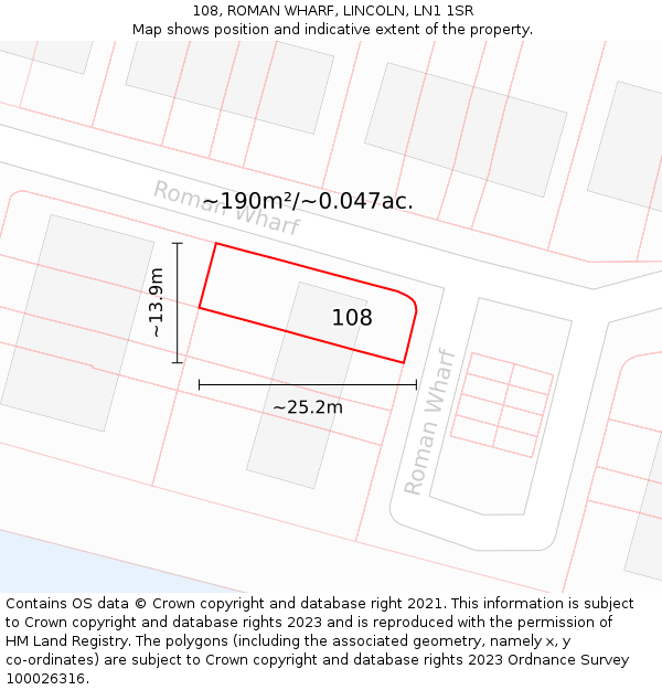 108, ROMAN WHARF, LINCOLN, LN1 1SR: Plot and title map