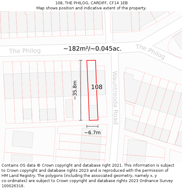 108, THE PHILOG, CARDIFF, CF14 1EB: Plot and title map