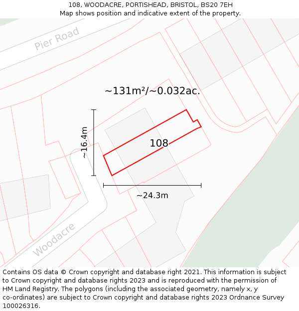 108, WOODACRE, PORTISHEAD, BRISTOL, BS20 7EH: Plot and title map