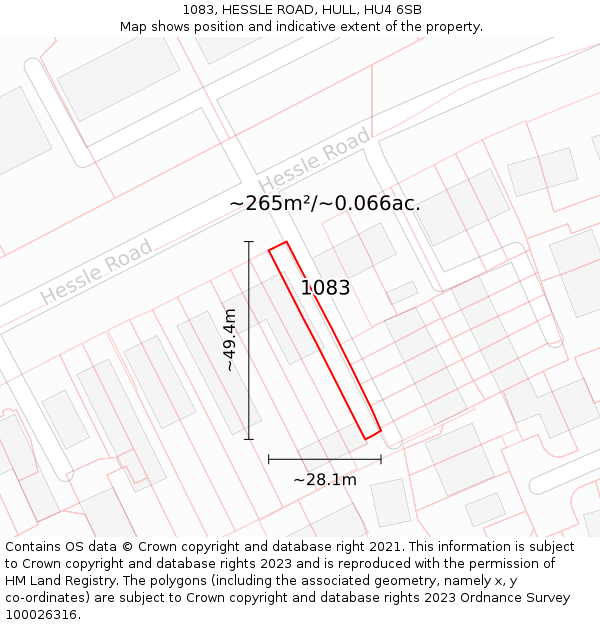 1083, HESSLE ROAD, HULL, HU4 6SB: Plot and title map