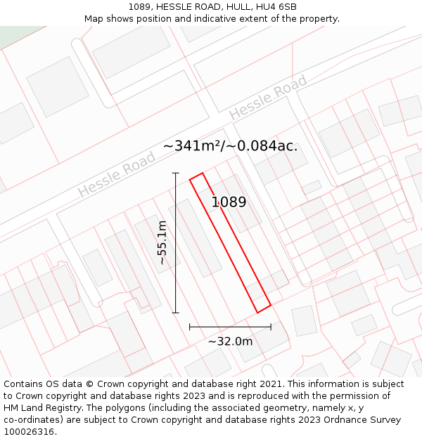 1089, HESSLE ROAD, HULL, HU4 6SB: Plot and title map