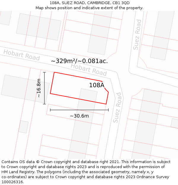 108A, SUEZ ROAD, CAMBRIDGE, CB1 3QD: Plot and title map