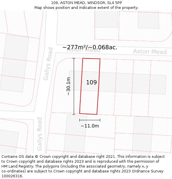 109, ASTON MEAD, WINDSOR, SL4 5PP: Plot and title map