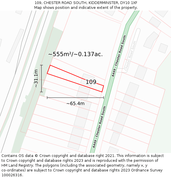 109, CHESTER ROAD SOUTH, KIDDERMINSTER, DY10 1XF: Plot and title map